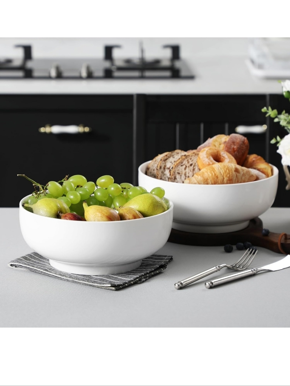 MALACASA Serving Bowls, 114 OZ(10") Extra Large Salad Bowls Set of 2, Porcelain